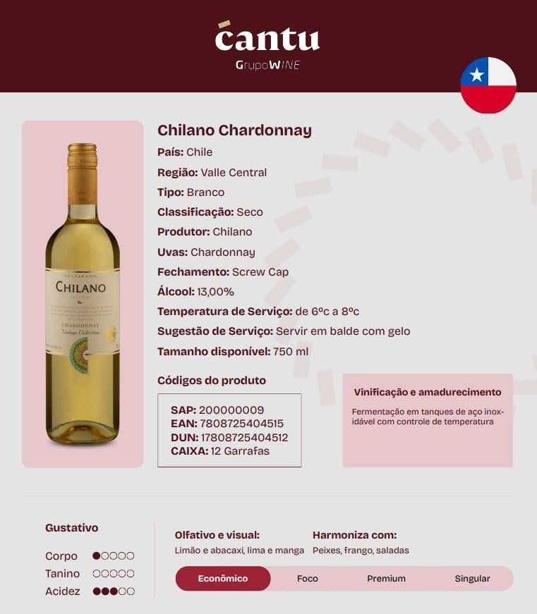 Chilano Vinho Chardonnay 750Ml - Imagem 4