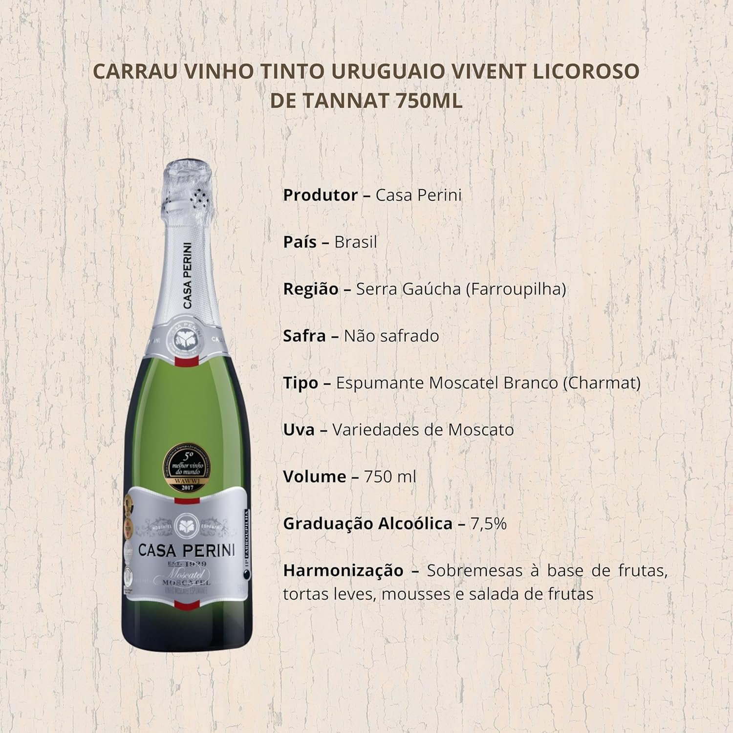 Casa Perini Espumante Moskatel 750 Ml - Imagem 4